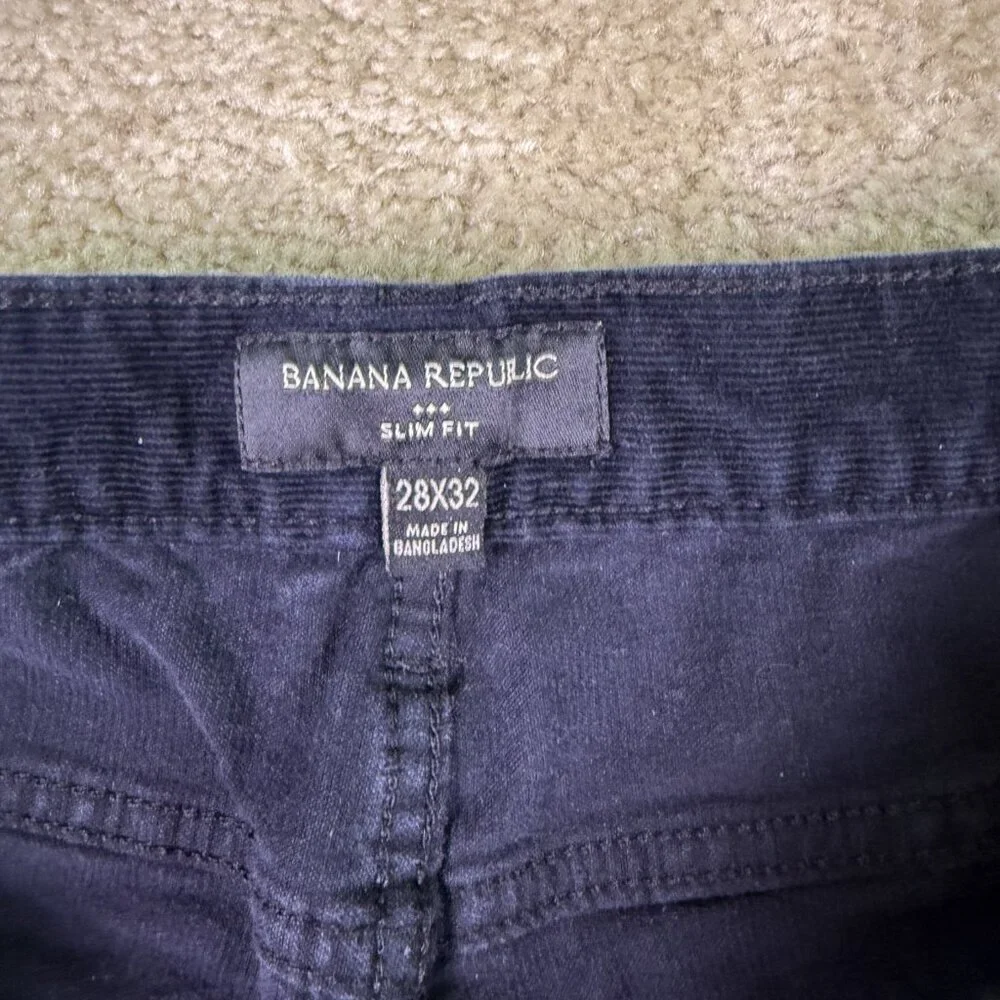 Banana Republic Corduroy Pants Mens Size 28x32 Slim Fit Navy Blue Jeans F228